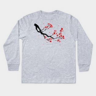 cherry blossom tree branch Kids Long Sleeve T-Shirt